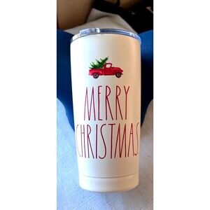 RAE DUNN Merry Christmas Red Truck Stainless Steel Insulated Tumbler w/Lid 17 oz